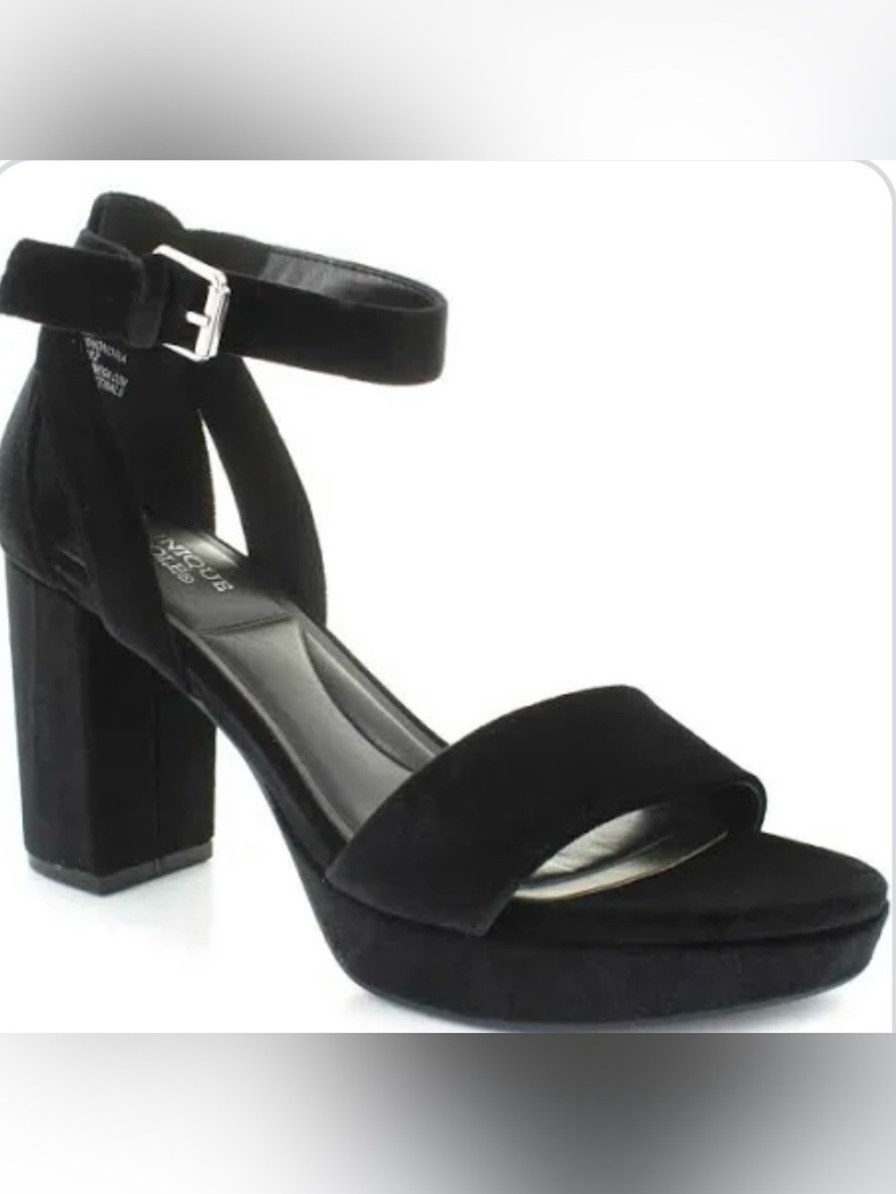 Dominque Nicole Black Velvet platform block heel sandals Size9.5 NEW